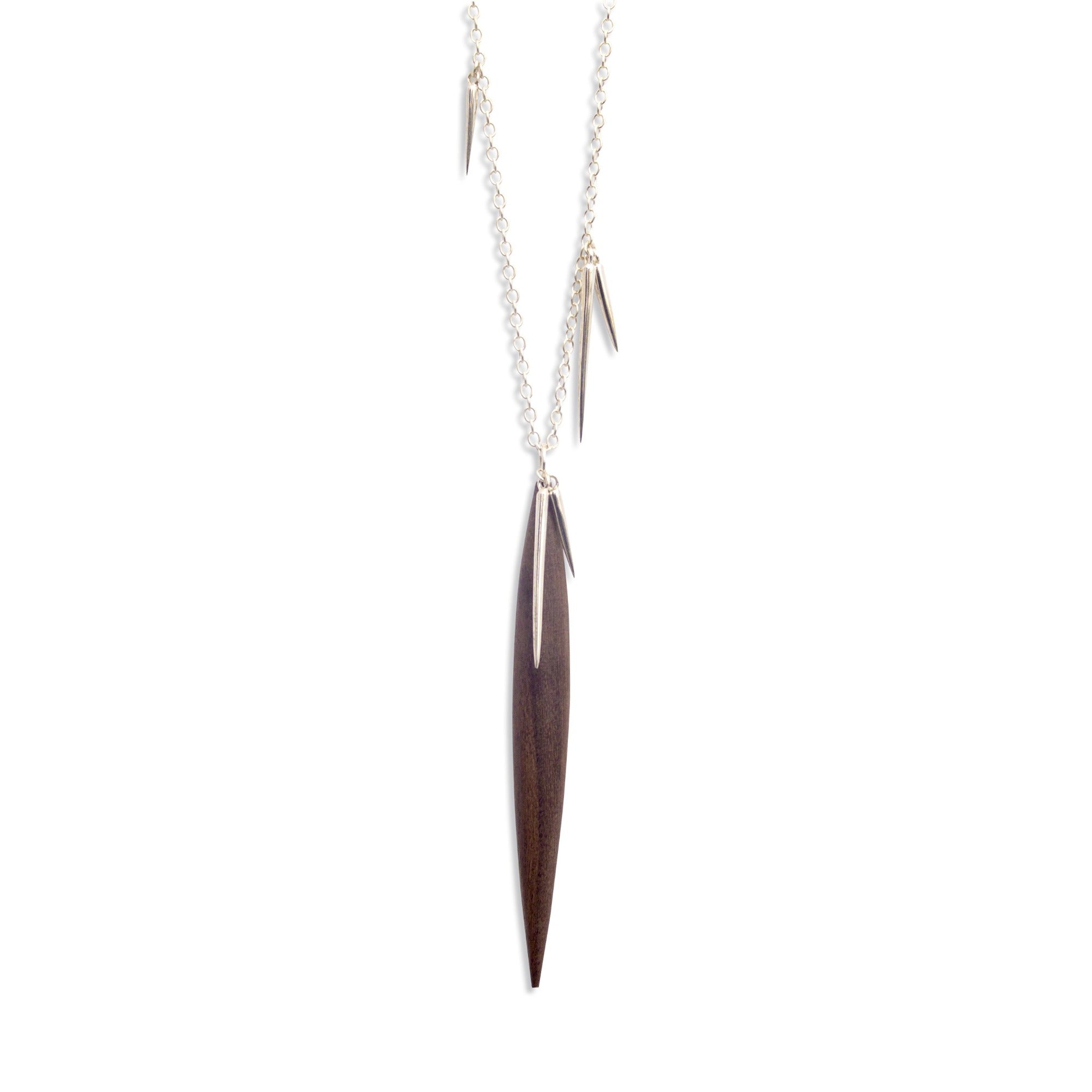 rosewood/silver wood point scatter necklace