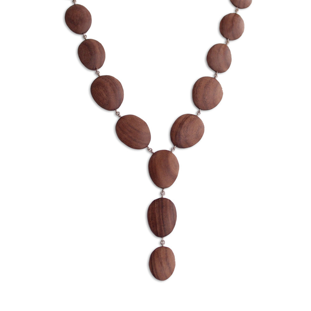 rosewood/sterling silver oval wood totem necklace