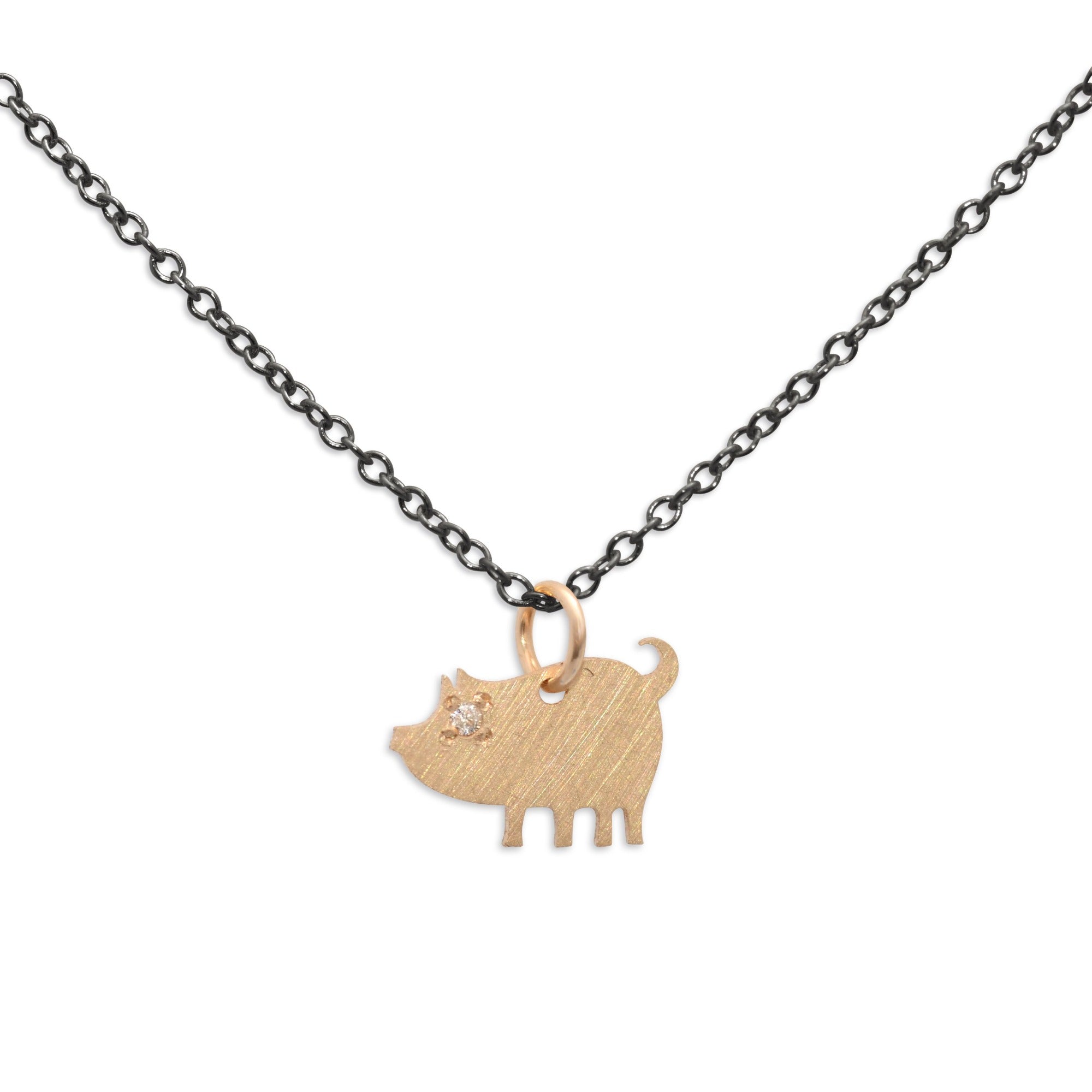 pig / 14k gold / oxidized silver chinese zodiac charms
