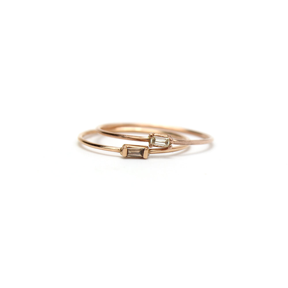 14k rose gold with white diamond / 7 small baguette diamond ring