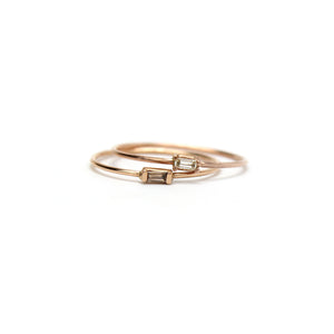 14k rose gold with white diamond / 7 small baguette diamond ring