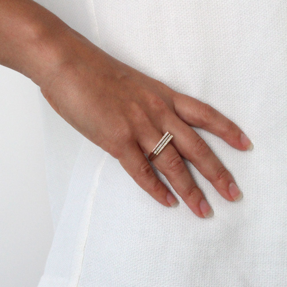  pavé shard stacking rings