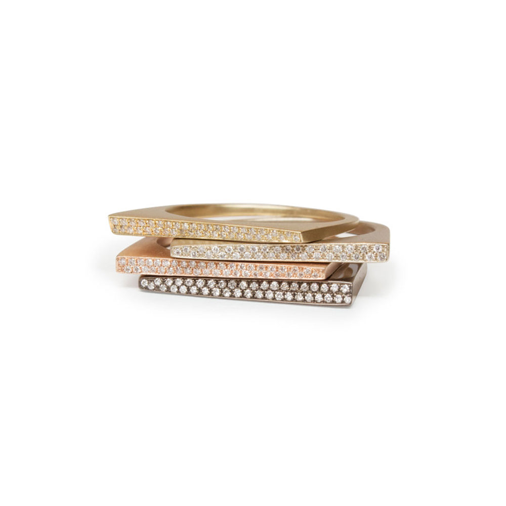  pavé shard stacking rings