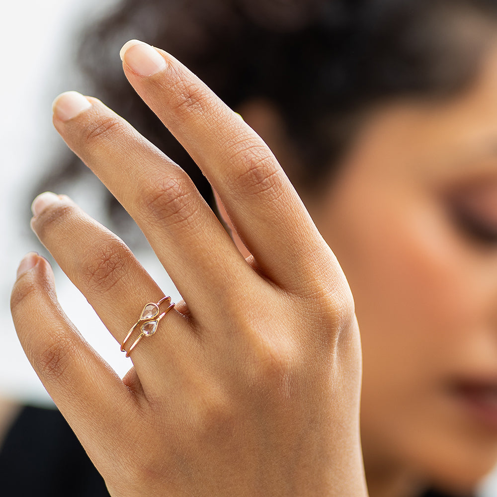  simple pear diamond stacking ring