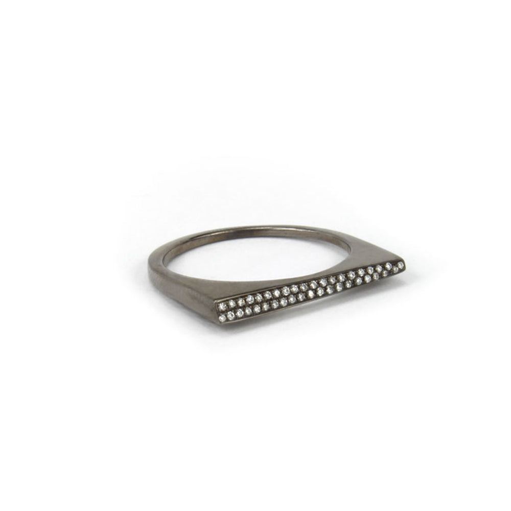 14k white gold plated in black rhodium / 5 pavé shard stacking rings