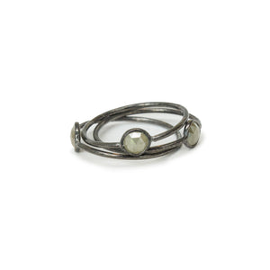 6 / 14k white gold plated in black rhodium simple gray diamond stacking ring