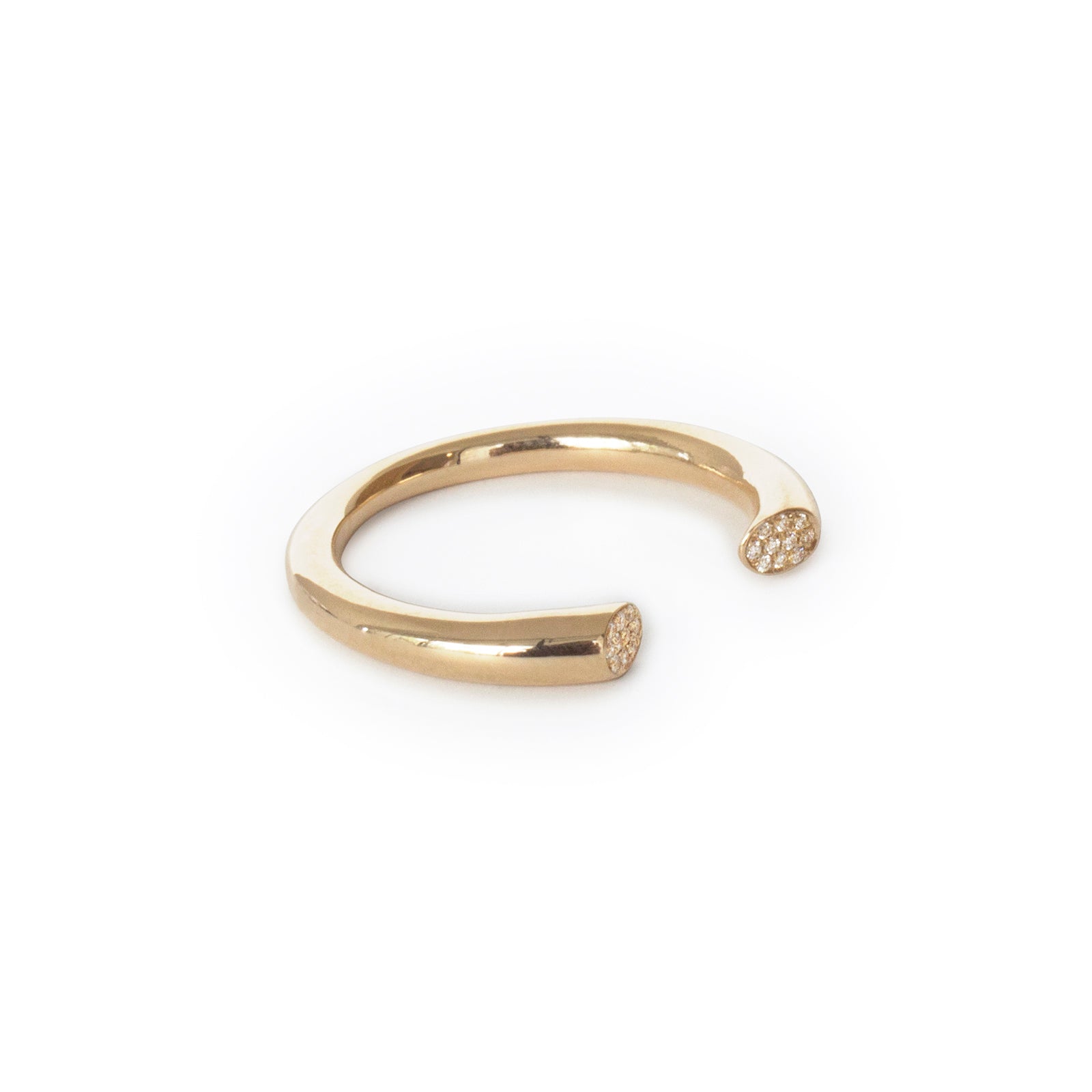 14k yellow gold w/white diamonds / thick / 6 arpent stacking rings with diamonds