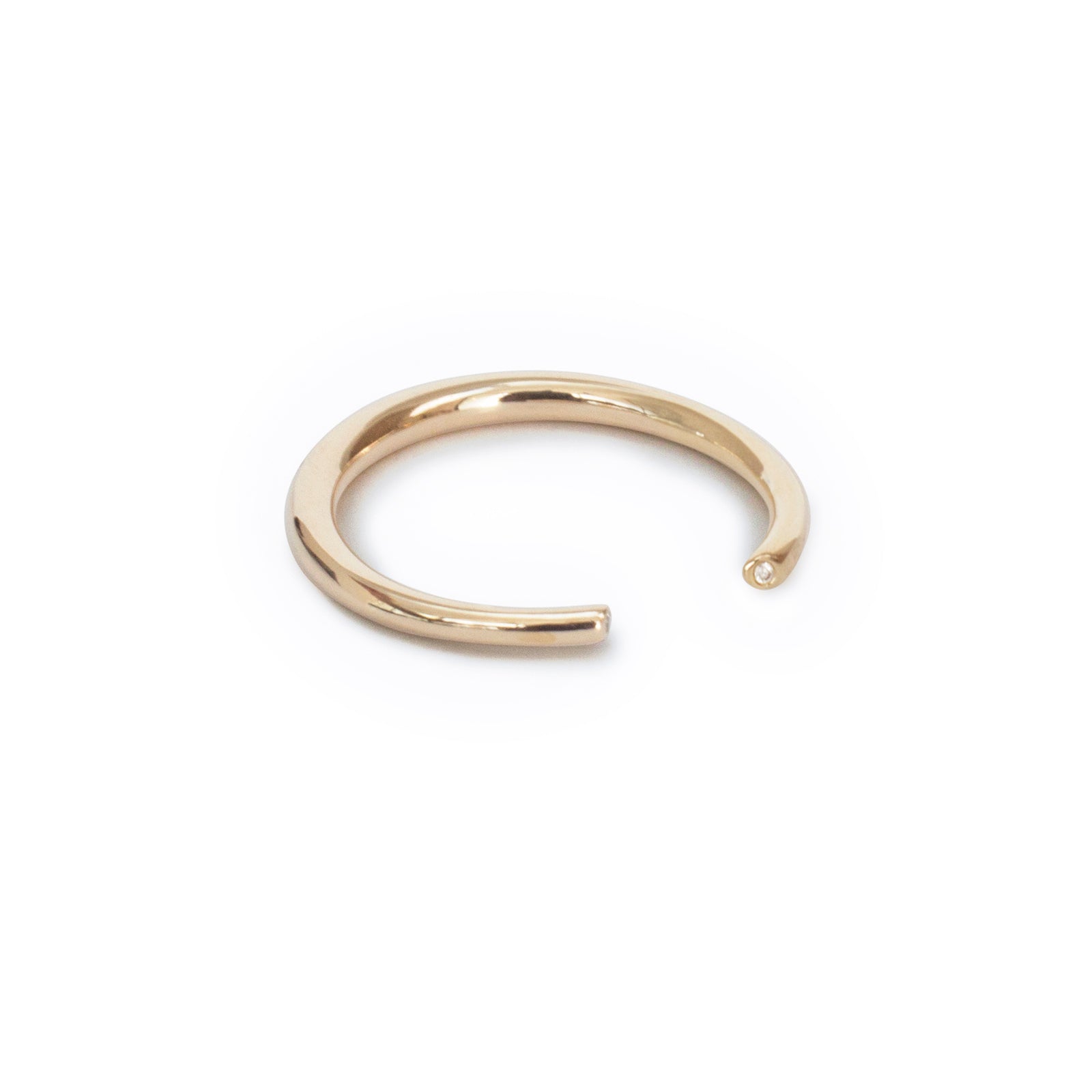 14k yellow gold w/white diamonds / thin / 6 arpent stacking rings with diamonds