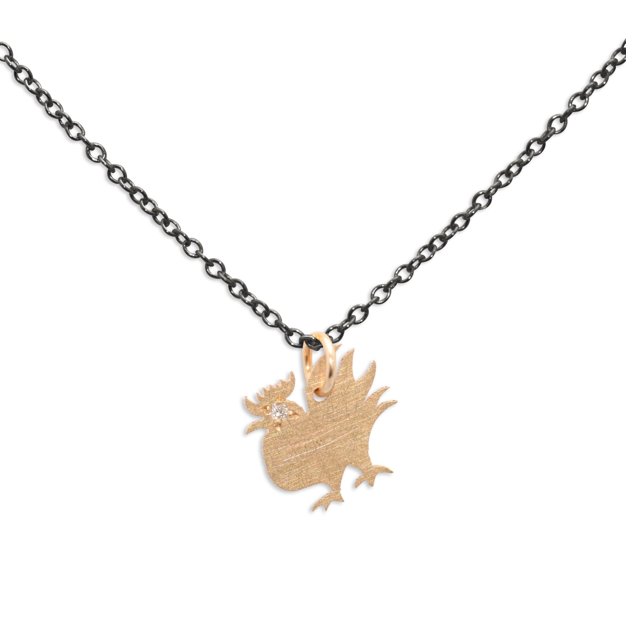 rooster / 14k gold / oxidized silver chinese zodiac charms