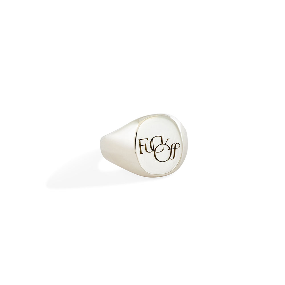 sterling silver / small / Fuck Off signet ring