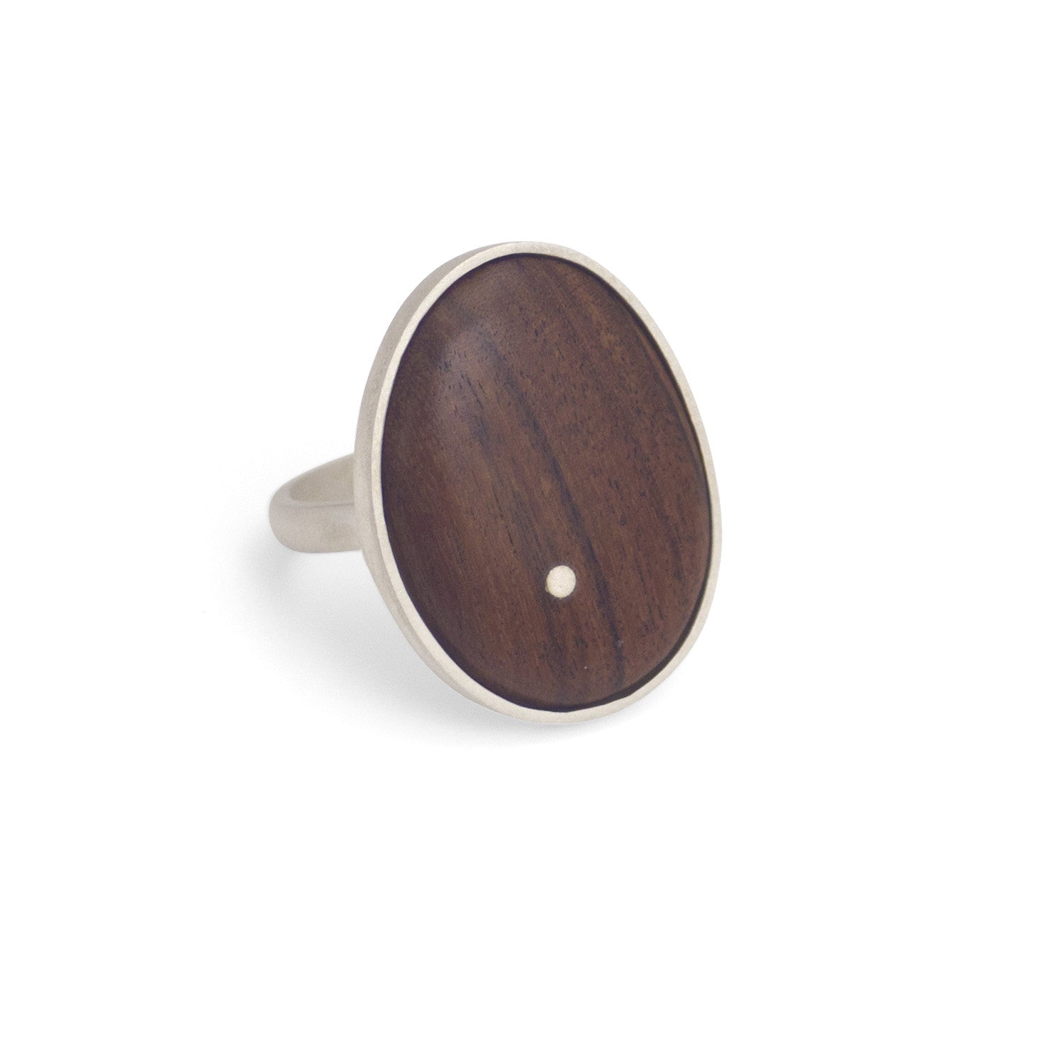 rosewood/sterling silver / 7 oval wood inlay ring