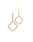 18k yellow gold with white pave diamonds pavé clover earrings
