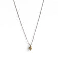14k yellow gold/oxidized sterling silver chain tiny pod necklace