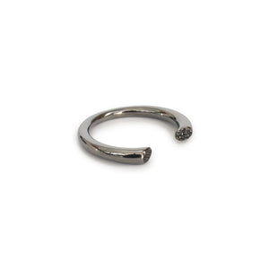 14k white gold plated in black rhodium w/black pave diamonds / thick / 6 arpent stacking rings with diamonds