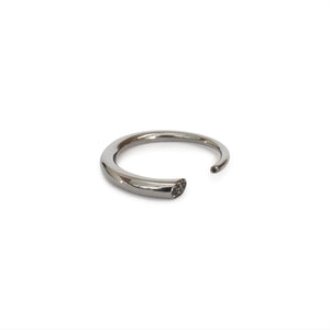 14k white gold plated in black rhodium w/black pave diamonds / tapered / 6 arpent stacking rings with diamonds